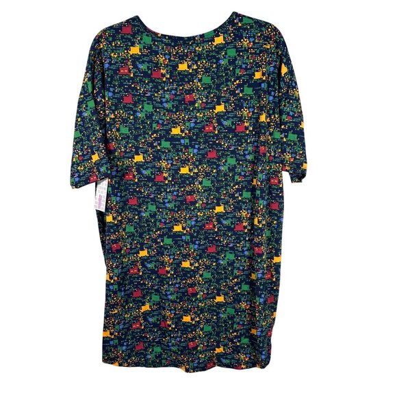 LuLaRoe IRMA Blue Yellow Red Digital Shapes Hi-Low Tunic Top Shirt Medium M - Picture 4 of 5